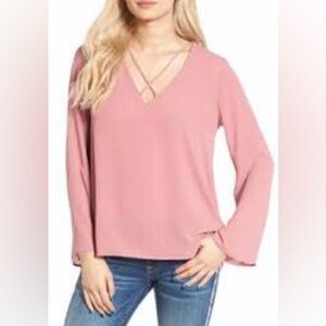 Lush Mauve V-Neck Criss Cross Blouse NWOT